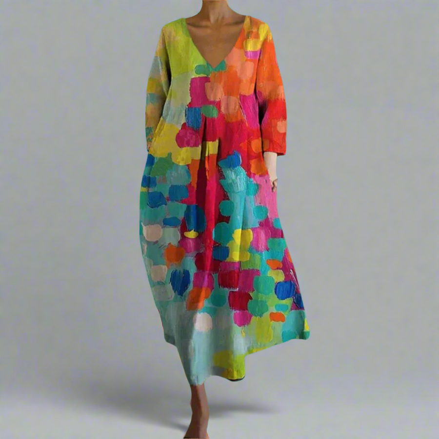 Sunita - Colourful V-Neck Dress