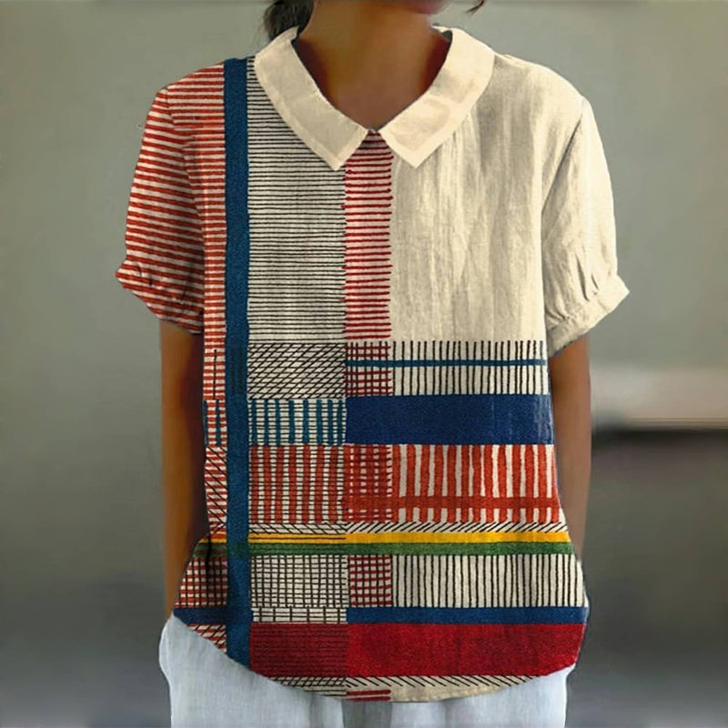 Maudie - Vintage Colorful Striped Blouse