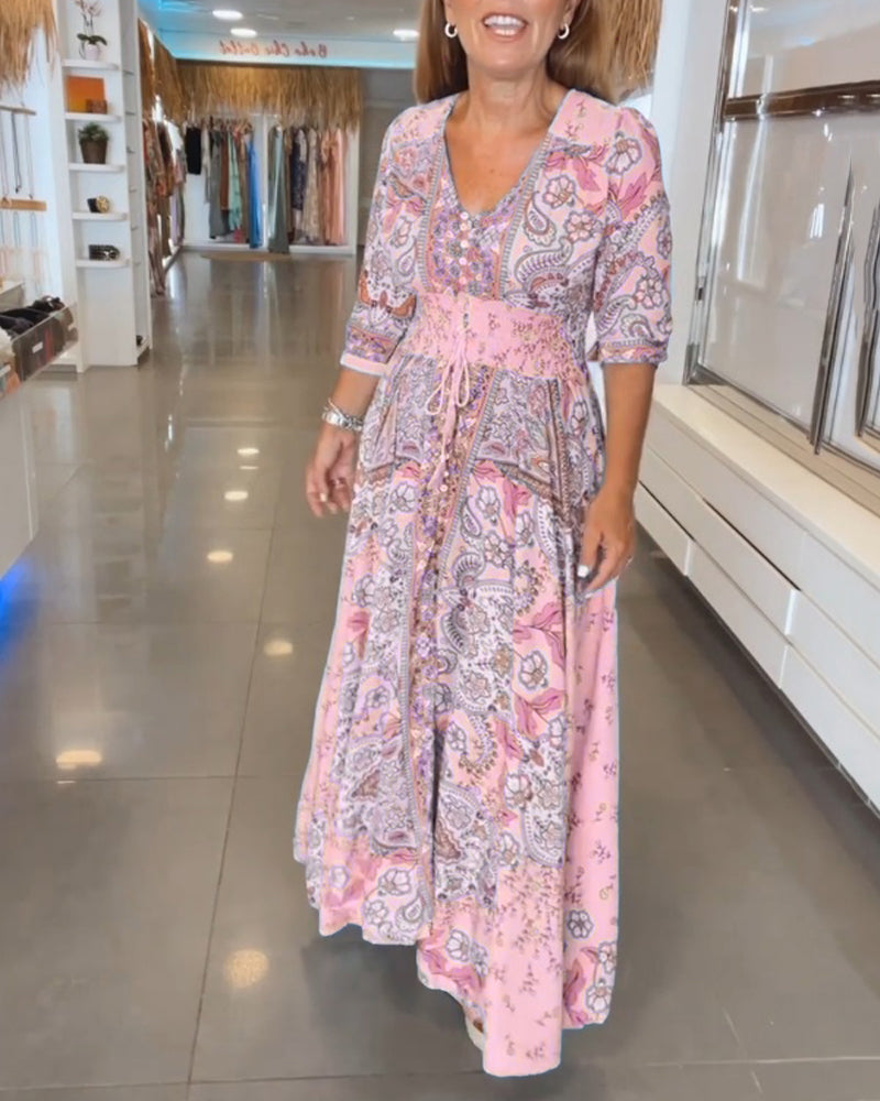 Taylor - V-Neck 3/4 Sleeve  Dress