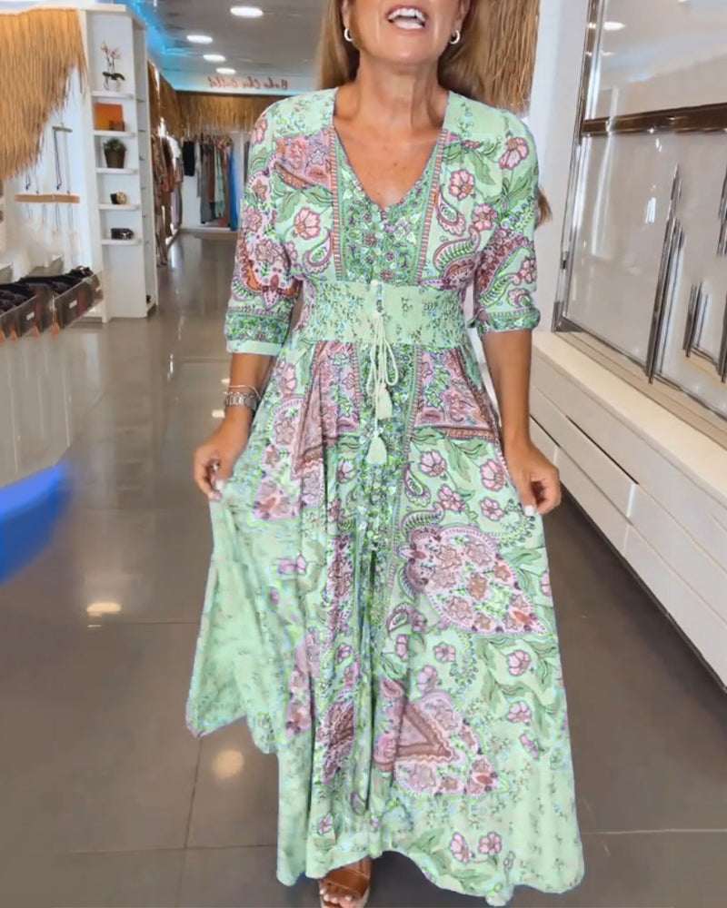Taylor - V-Neck 3/4 Sleeve  Dress