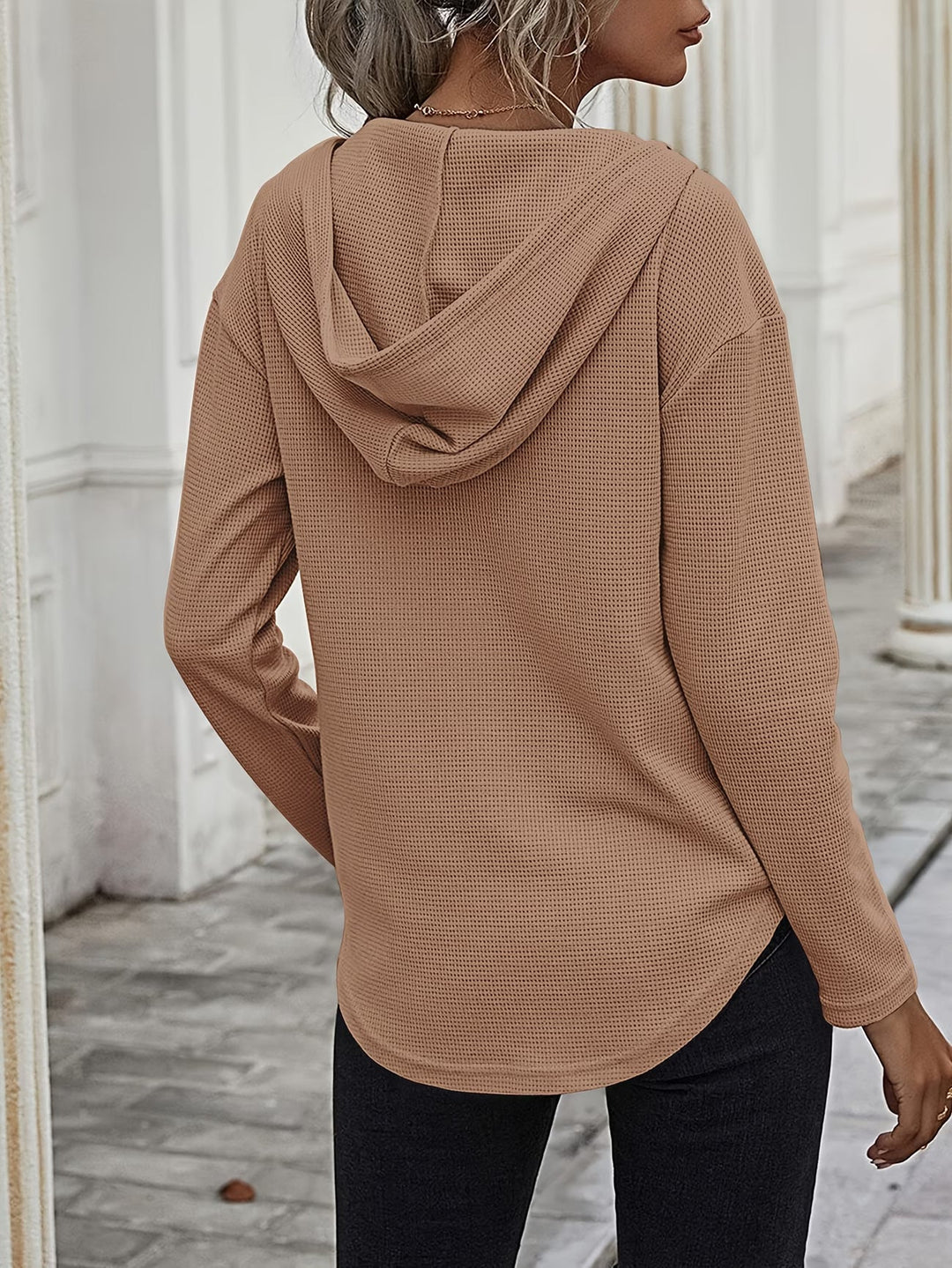 Laurette - Long Sleeve V Neck Hoodie