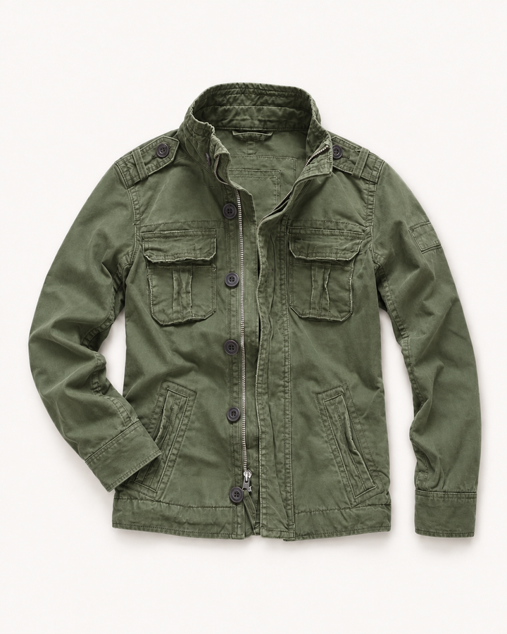 Peran - Multi Pocket Stand Collar Utility Jacket