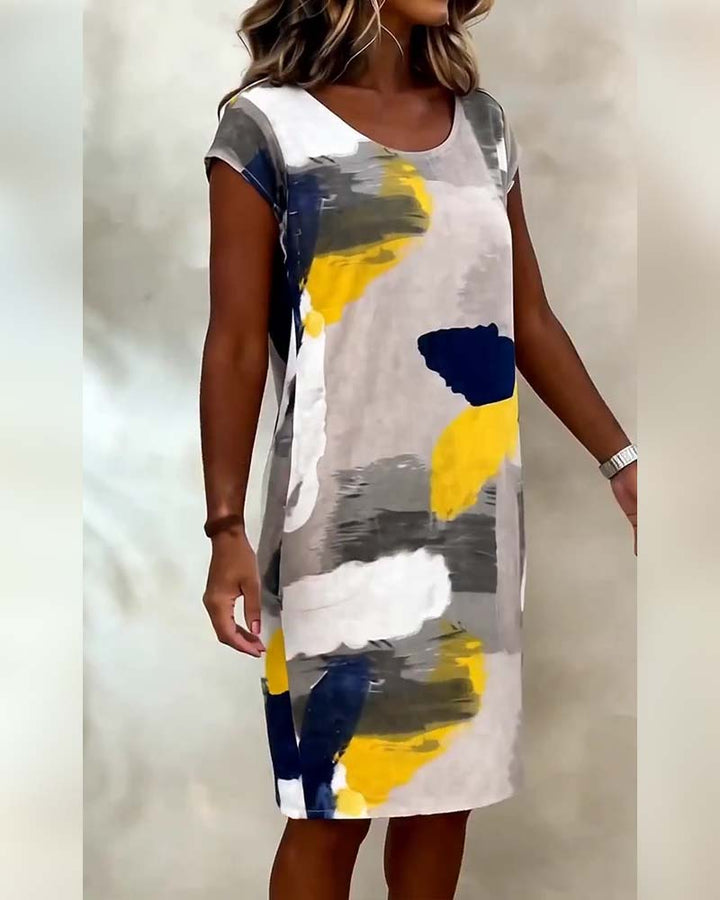 Addie - Tie-Dye Printed Round Neck Dress