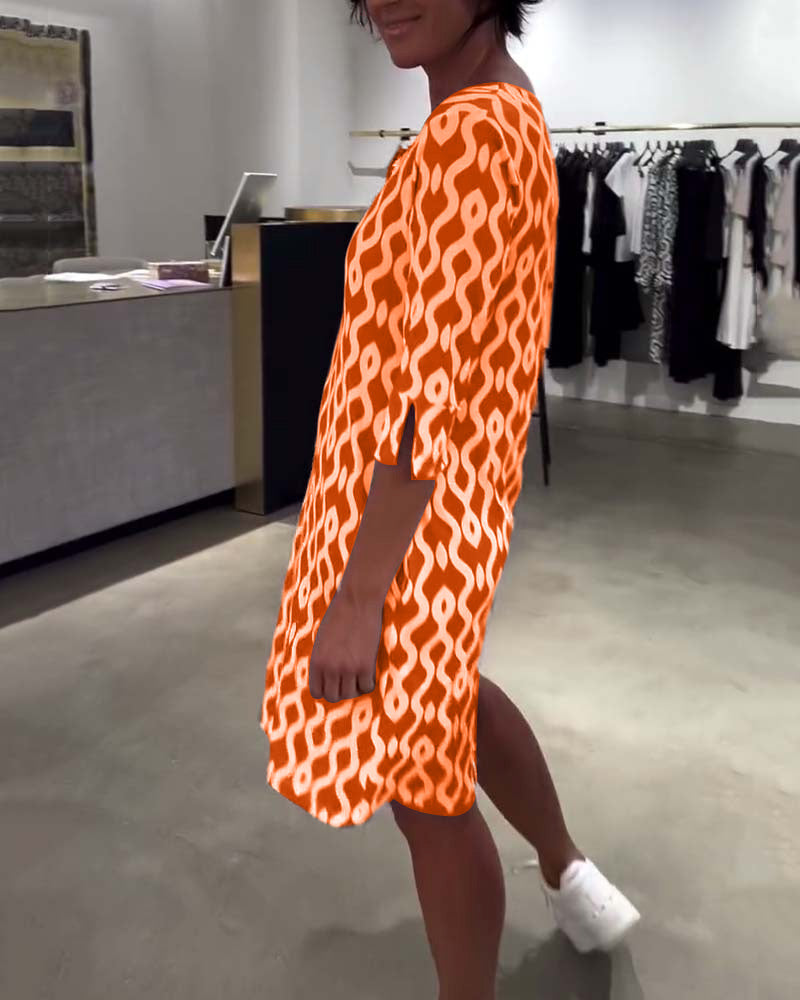 Jacqueline - Printed Mid Length High Neck Dress