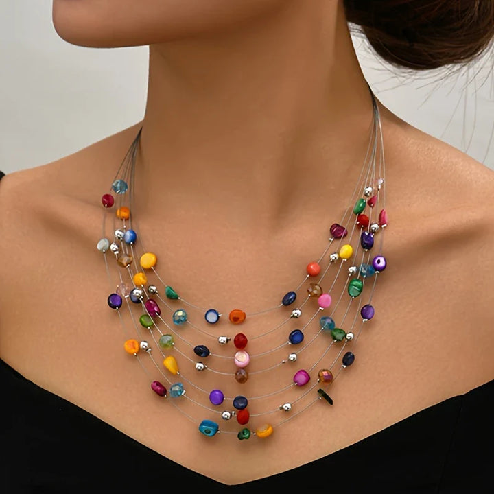 Mabelline - Elegant Bohemian Style Multi-Layer Beaded Necklace
