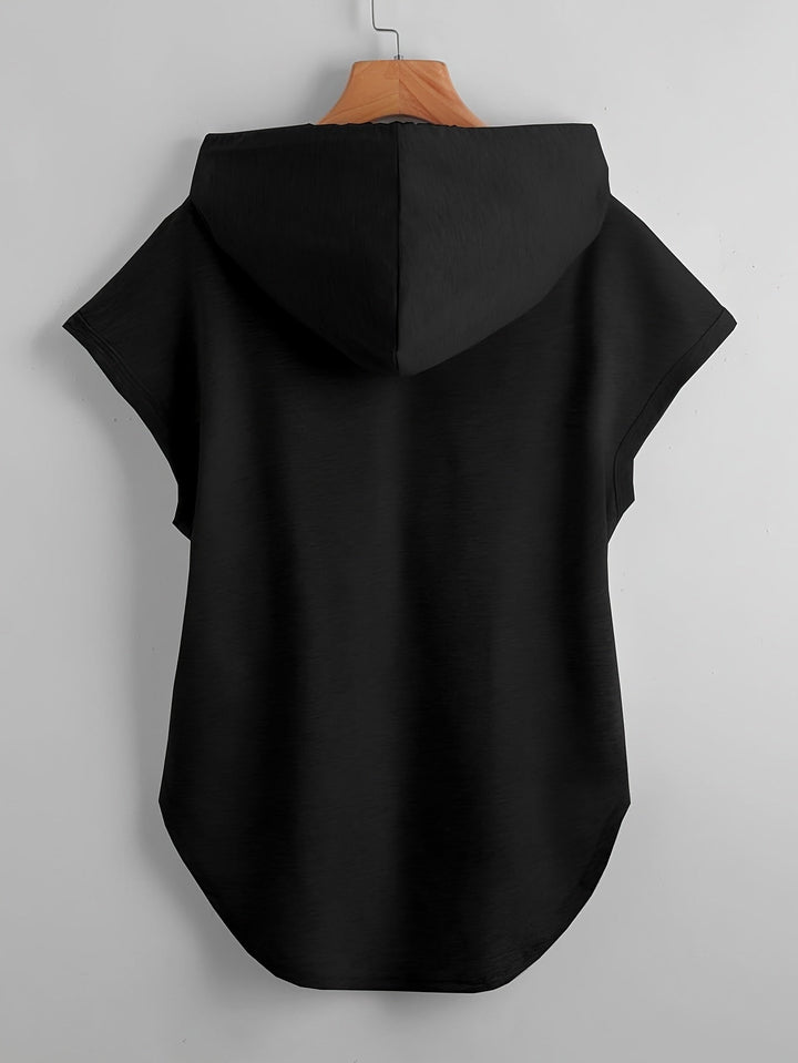 Matthias - Casual Asymmetrical Hem Hooded T-Shirt