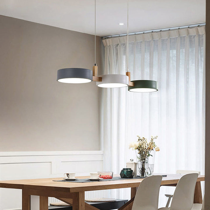 Lumévo - Cylinder Pendant Lamp Scandinavian Metal And Wood Design