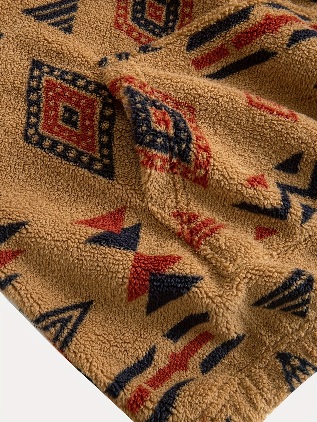 Helixbeam - Geometric Print Half-Zip Fleece Pullover Sweatshirt