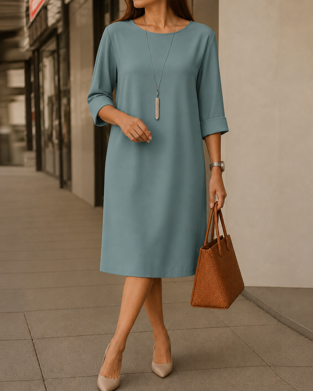 Novis - Round-Neck Shift Dress With Pockets