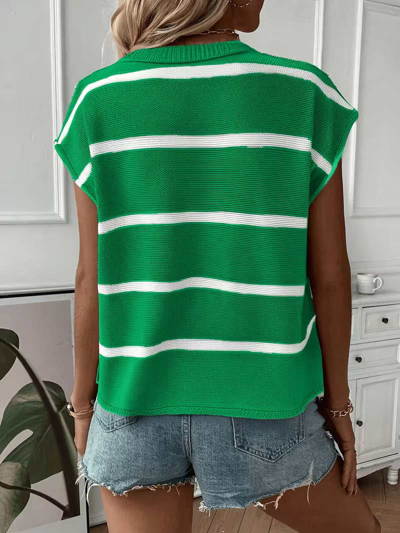 Enila - Round Neck Knitted Striped Sweater