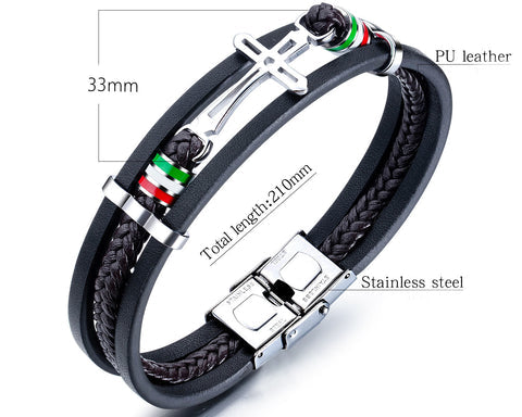 Nikos - High-quality Leather Handmade Cross Bracelet