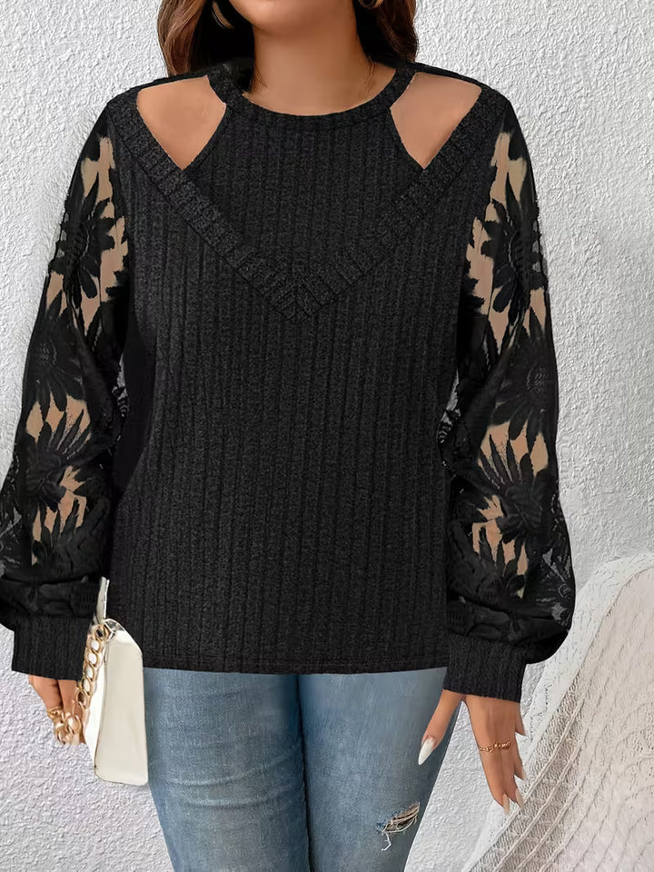 Seraina - Double-Layer Lace-Up Long Sleeve T-Shirt