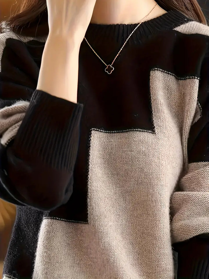 Gala - Elegant Long Sleeve Sweater With Geometric Pattern