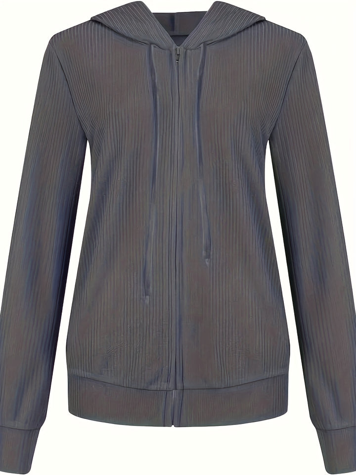 Moira - Long Sleeve Zip Up Drawstring Hoodies