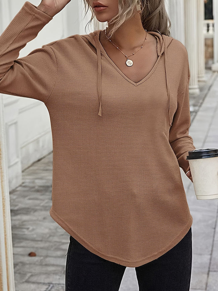 Laurette - Long Sleeve V Neck Hoodie