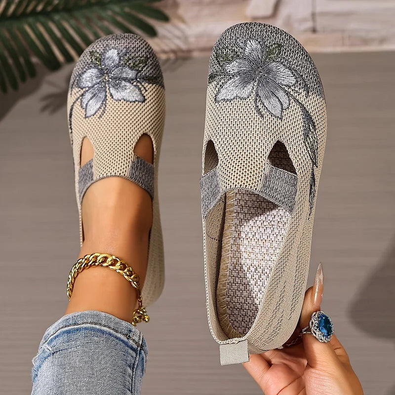 Martine – Breathable Floral Embroidered Knit Shoes