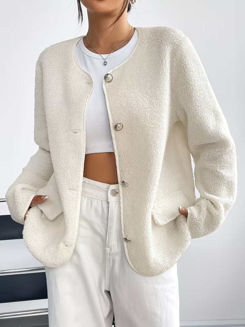 Viktorija - Elegant Round Neck Jacket with Button