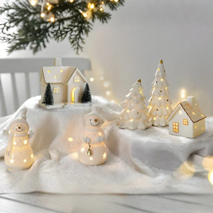 SnowLume - Ceramic Christmas Village LED Décor Set