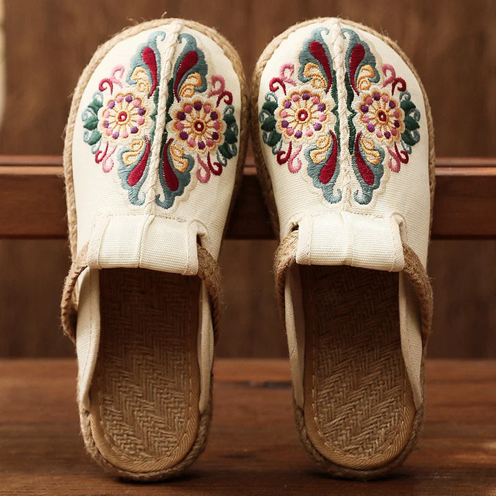 Katy - Handcrafted Cotton Floral Mules