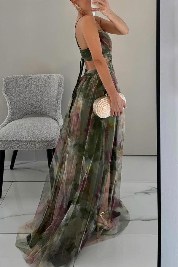 Guoda - Enchanting Floral Print Maxi Dress