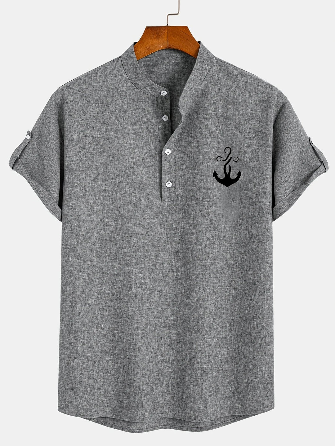 Elliott - Elegant Short Sleeve Shirt With Stand Collar