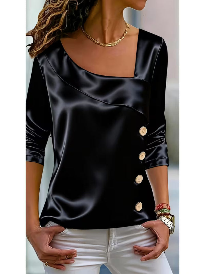 Avelea - Satin Square Neck Button Top