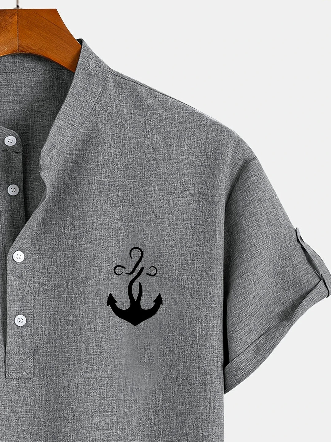 Elliott - Elegant Short Sleeve Shirt With Stand Collar