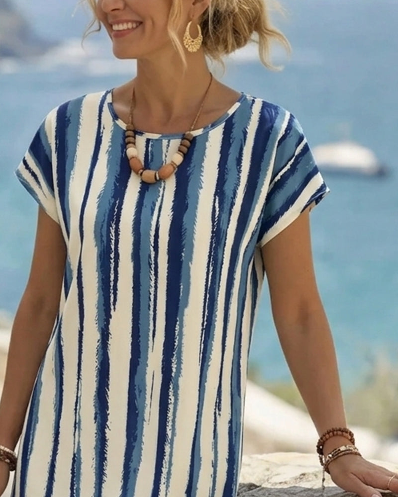 Sherrien -  Short Sleeve Stripe Dress