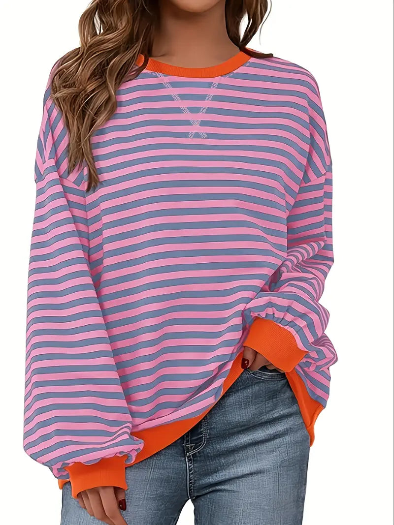 Nirina - Long Sleeve Striped Print Shirt