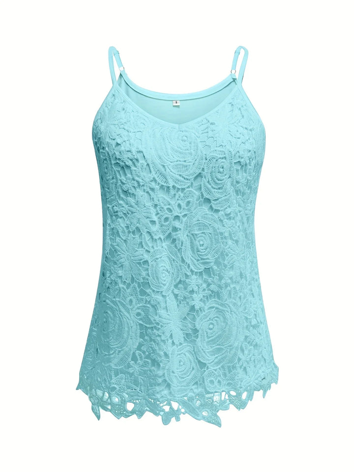 Juna - Elegant Sleeveless Lace Top With V Neck