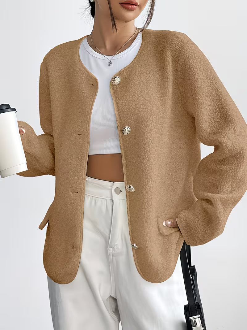 Viktorija - Elegant Round Neck Jacket with Button