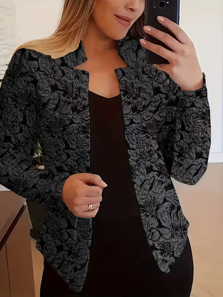 Zaneyora - Floral Print Long Sleeve Blazer