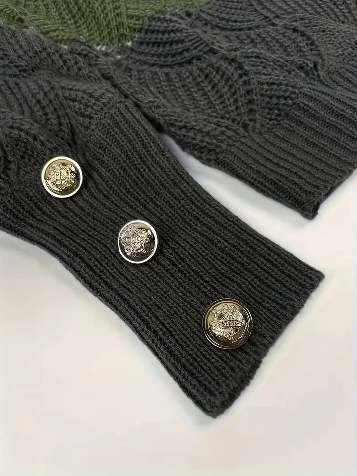 Renilda - Elegant V-Neck Knitted Sweater