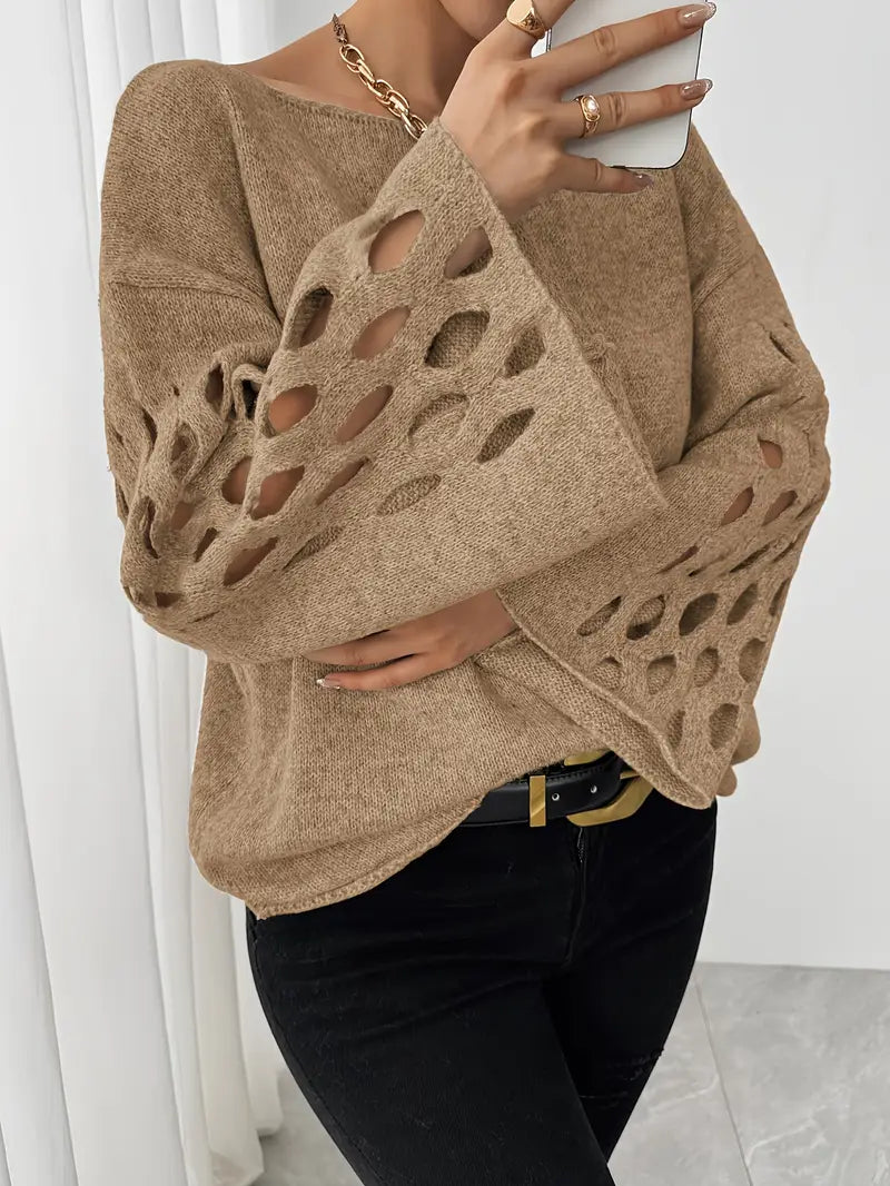 Lanola - Casual Bell Sleeve Sweater