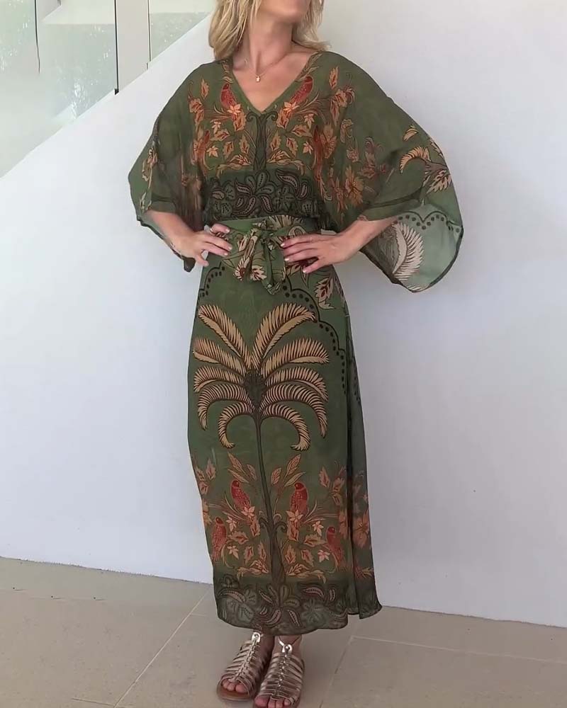 Brini - Resort V-Neck Printed Dress