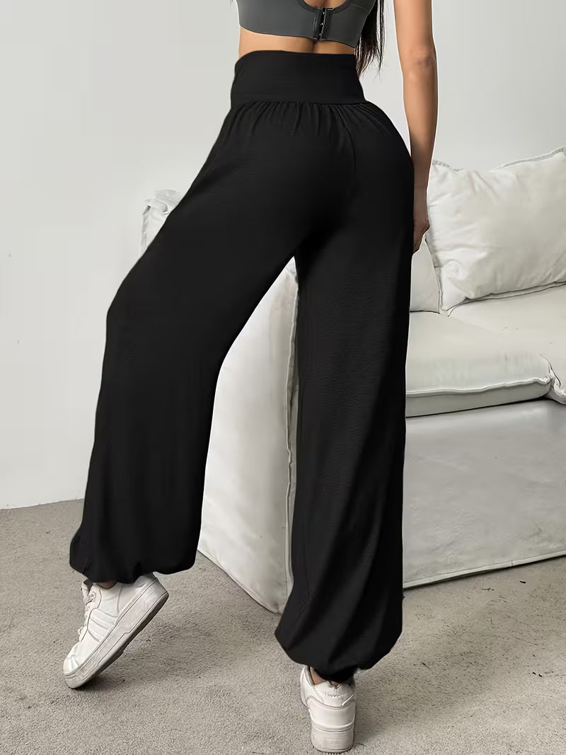 Elenina - Stretchy Soft Wide Leg Trousers