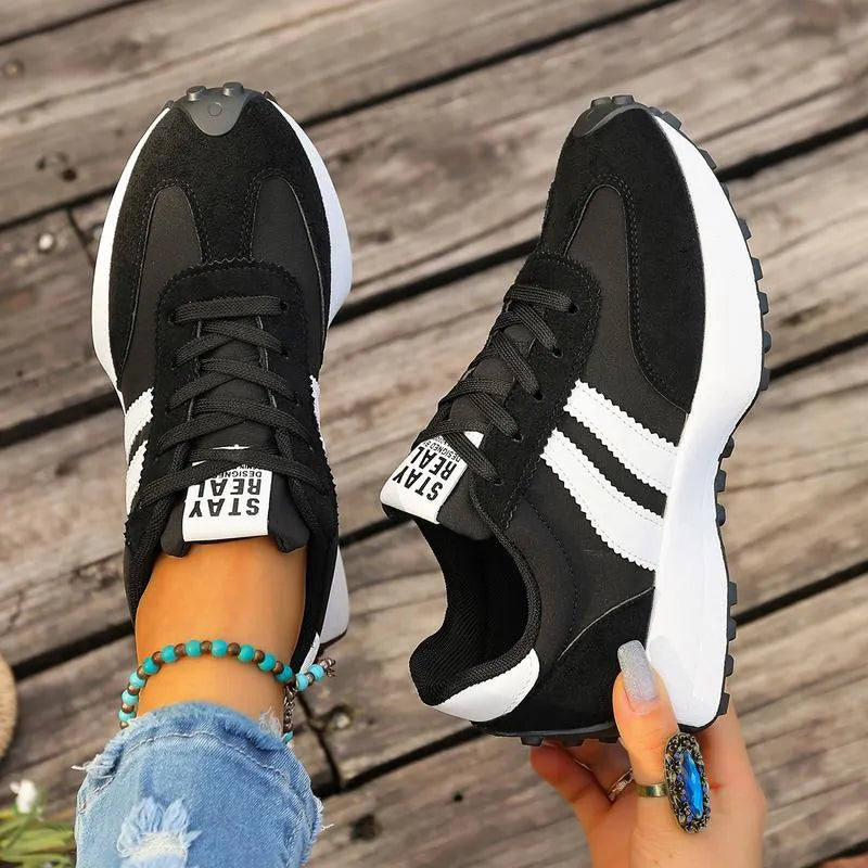 Renais - Sneakers With Lace-Up Closure and Contrast Stripes