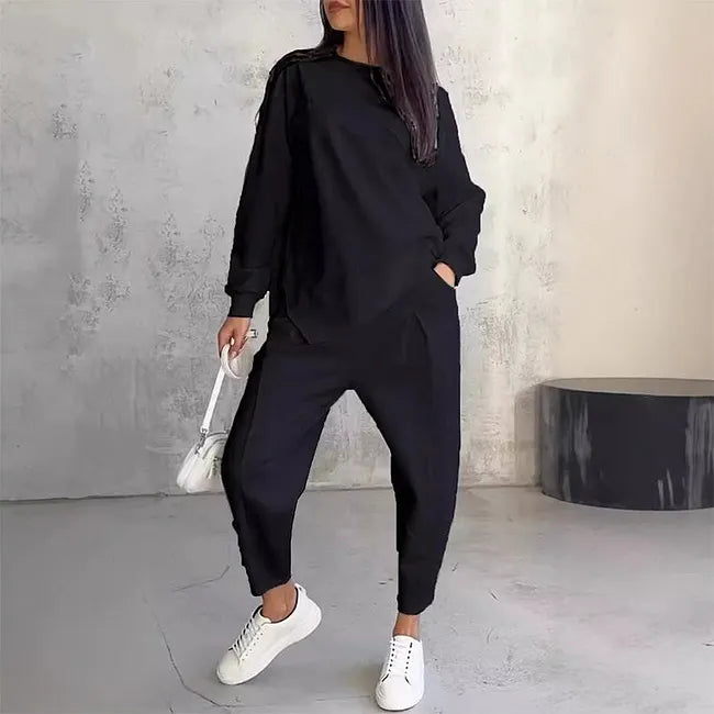 Velea - Casual Long Sleeve Sweatshirt and Jogger Set