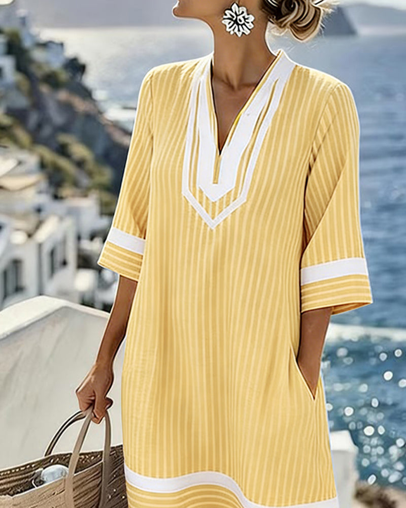 Alisia - Short Sleeve Dress With V Neck