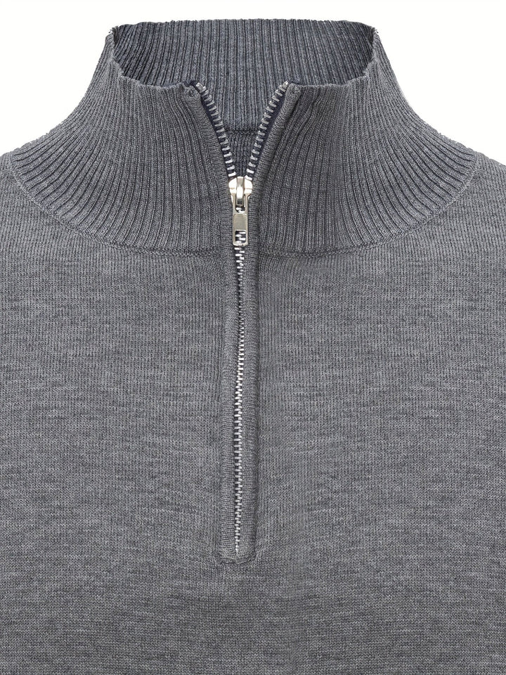 Sumuel - Zip Knit Sweater With Ribbed Collar
