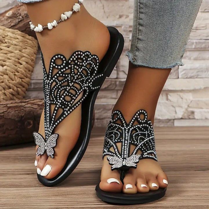 Rosalia - Stylish Leather Sandal With Butterfly Cover