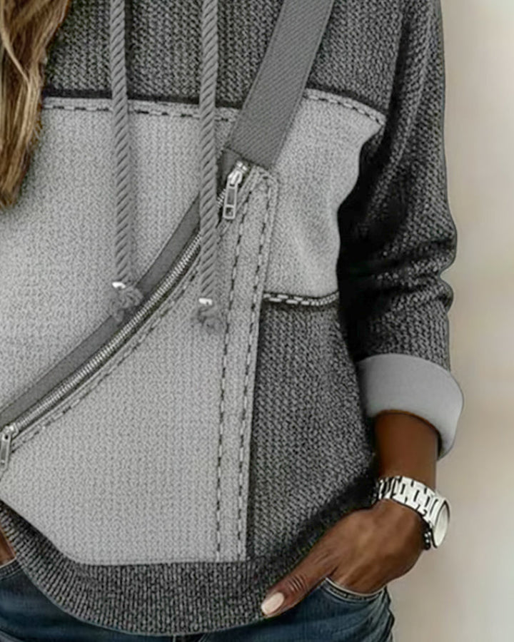 Soniya - Color Block Hoodie With Diagonal