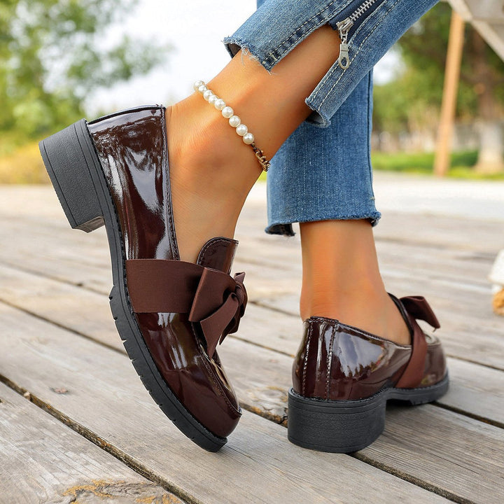 Astreaica - Patent Leather Loafer With Bow Accent