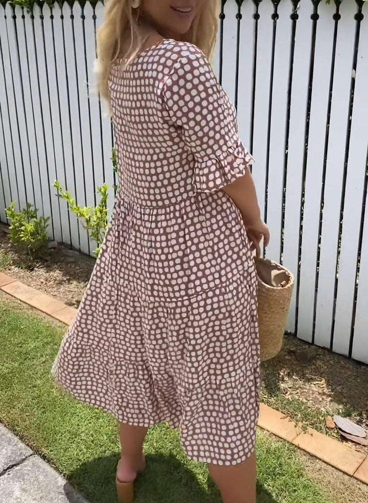 Yumi - Short Sleeve Midi Dress