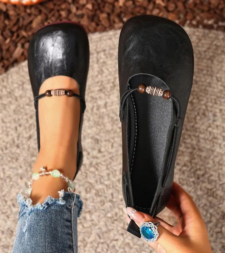 Renis - Flats With Square Toe and Beaded Strap
