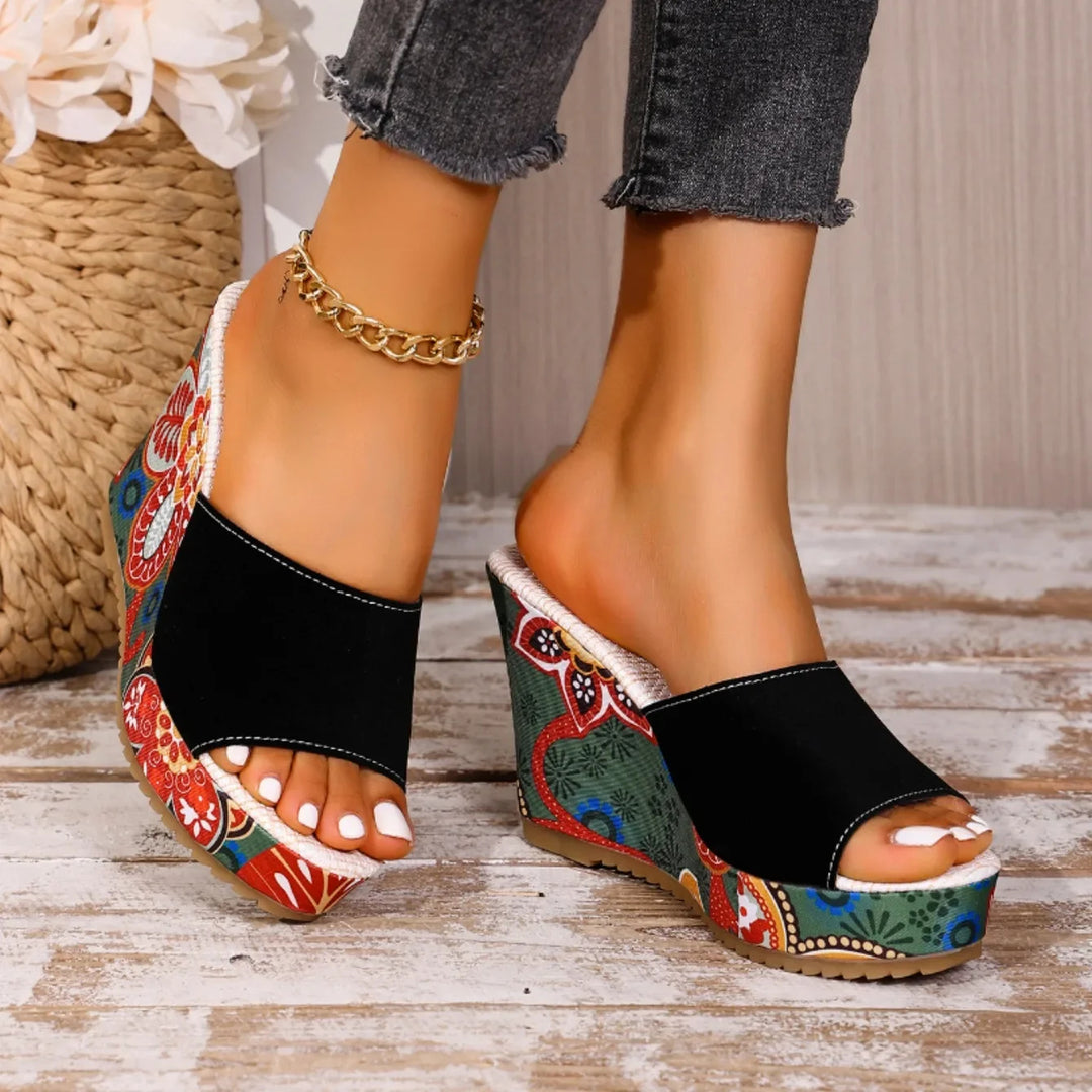 Laerke - Floral Print Wedge Sandal