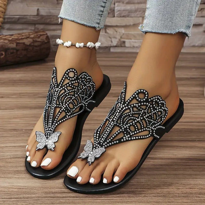 Rosalia - Stylish Leather Sandal With Butterfly Cover