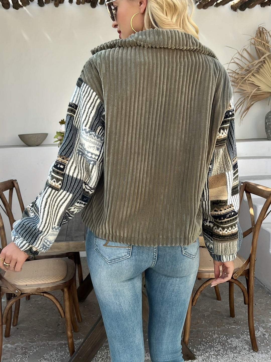 Laureays - Lapel Collar Long Sleeve Button Jacket
