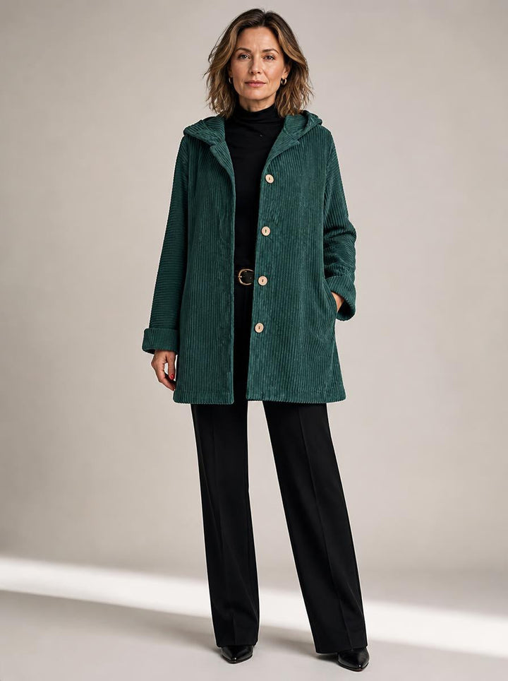 Elysita - Stylish Hooded Corduroy Coat