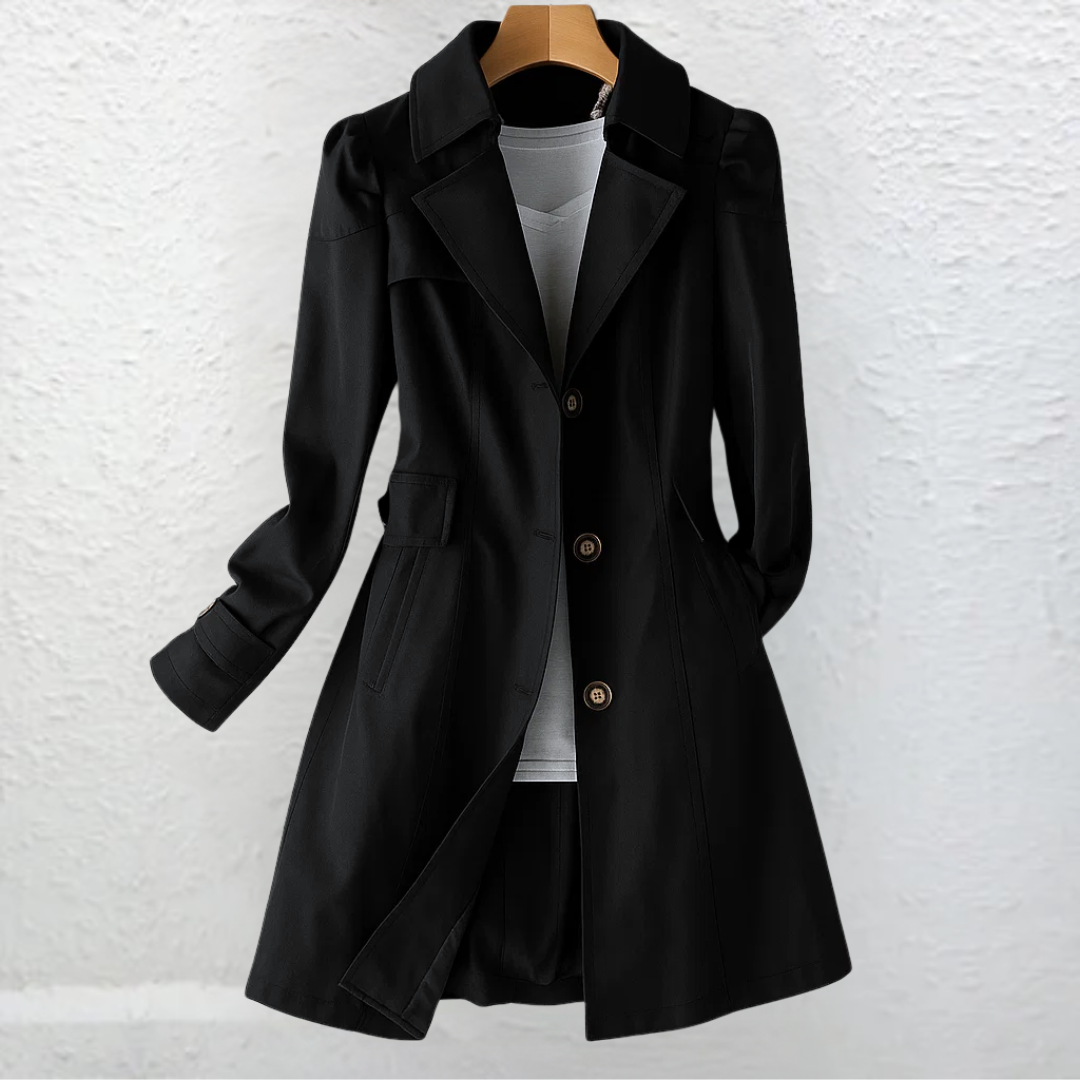 Ellice - Long Sleeve Trench Coat With Button